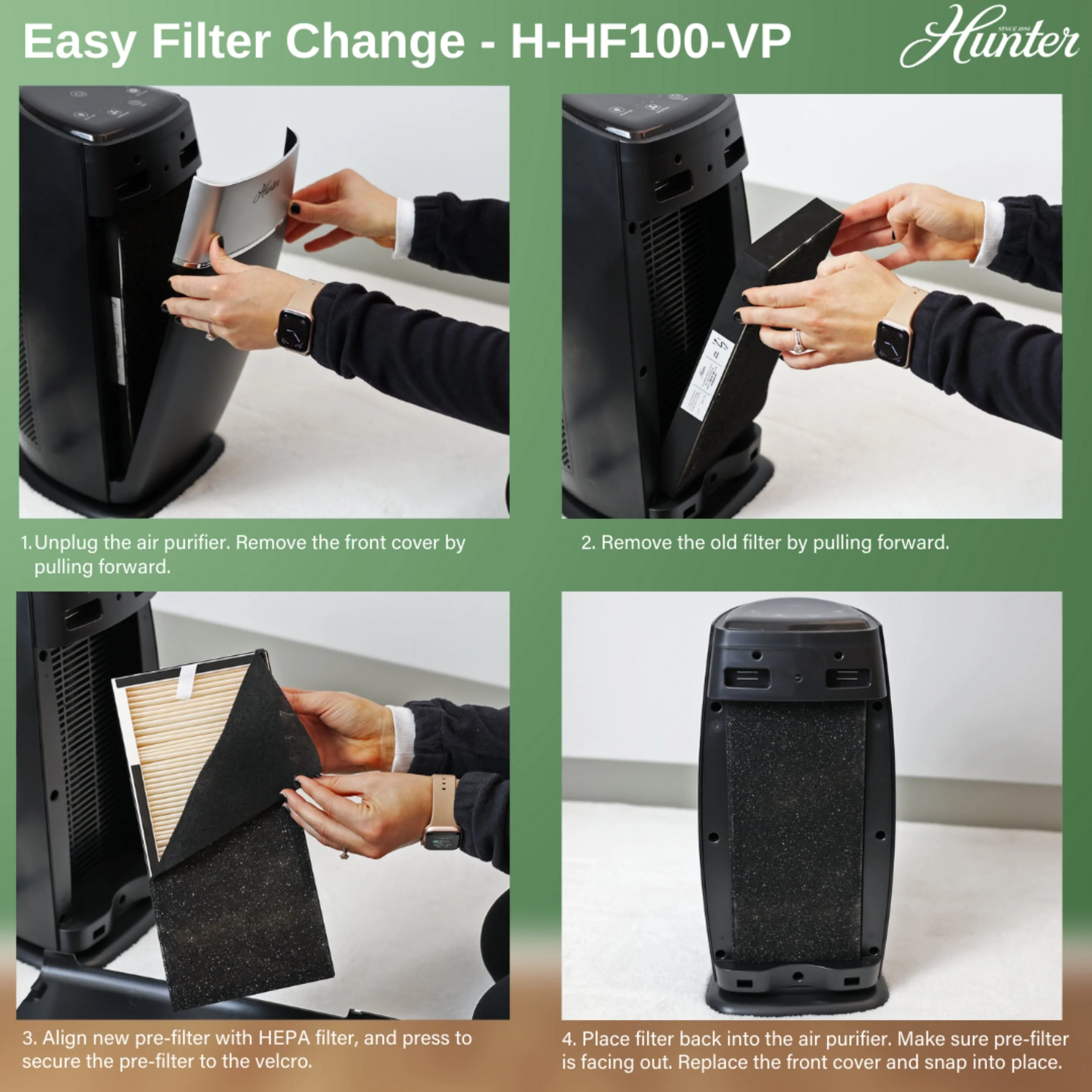 Hunter Replacement Filter Value Pack for HP100 Series Air Purifiers H-HF100-VP - Image 6