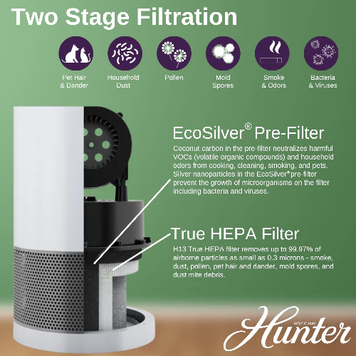 Hunter True HEPA Cylindrical Tower Air Purifier HP400 - Image 3