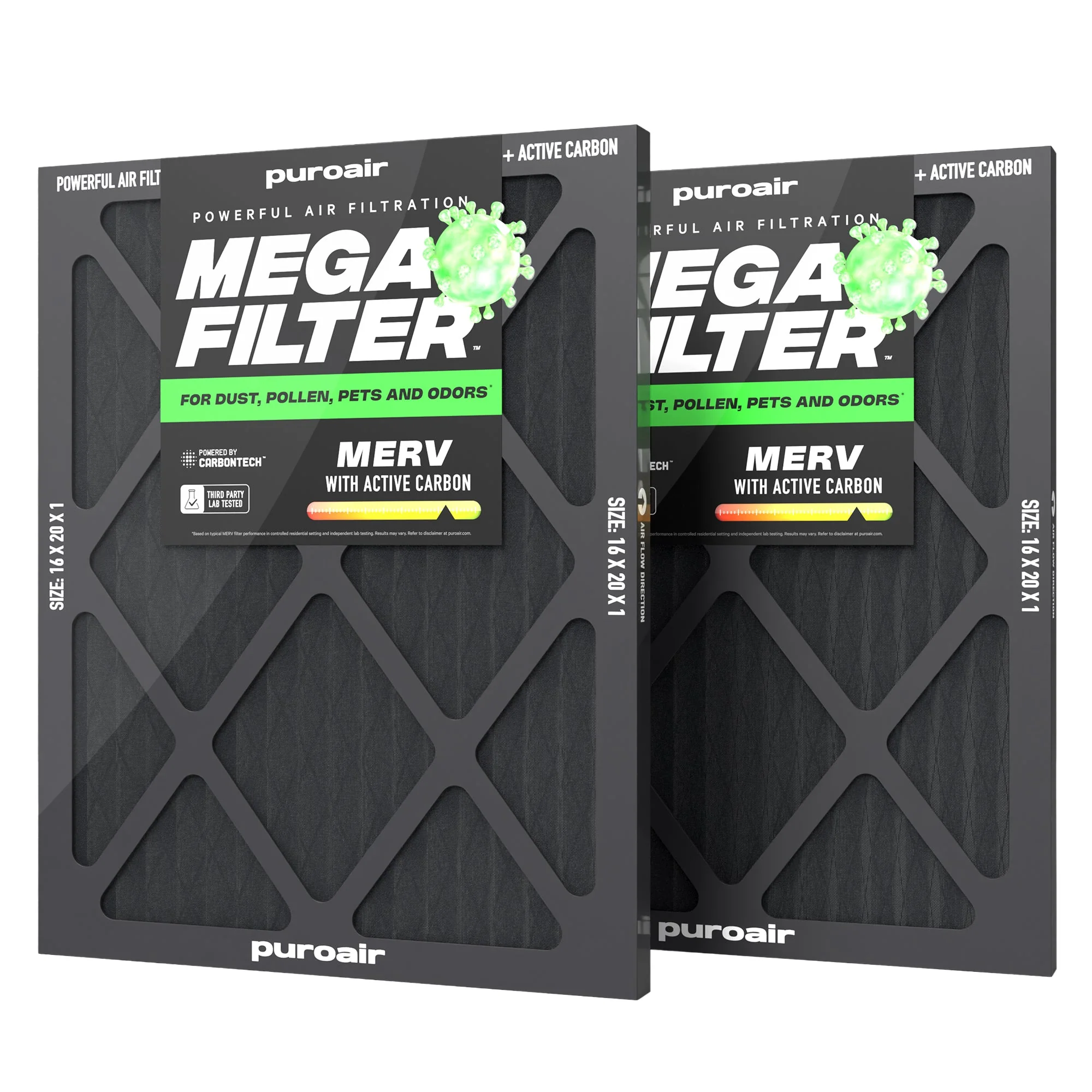 PuroAir HVAC Mega Filter MERV 13 Pleated Plus Activated Carbon Air Filter - Image 10
