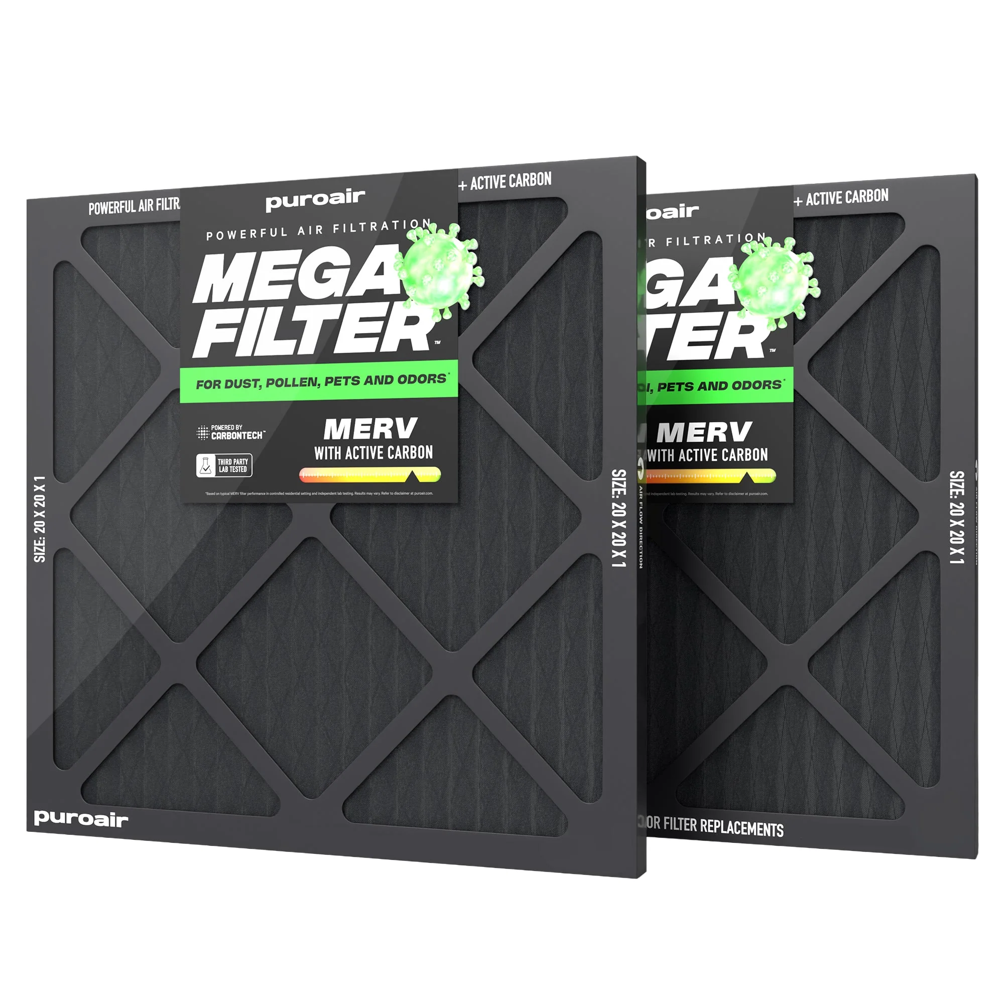 PuroAir HVAC Mega Filter MERV 13 Pleated Plus Activated Carbon Air Filter - Image 13