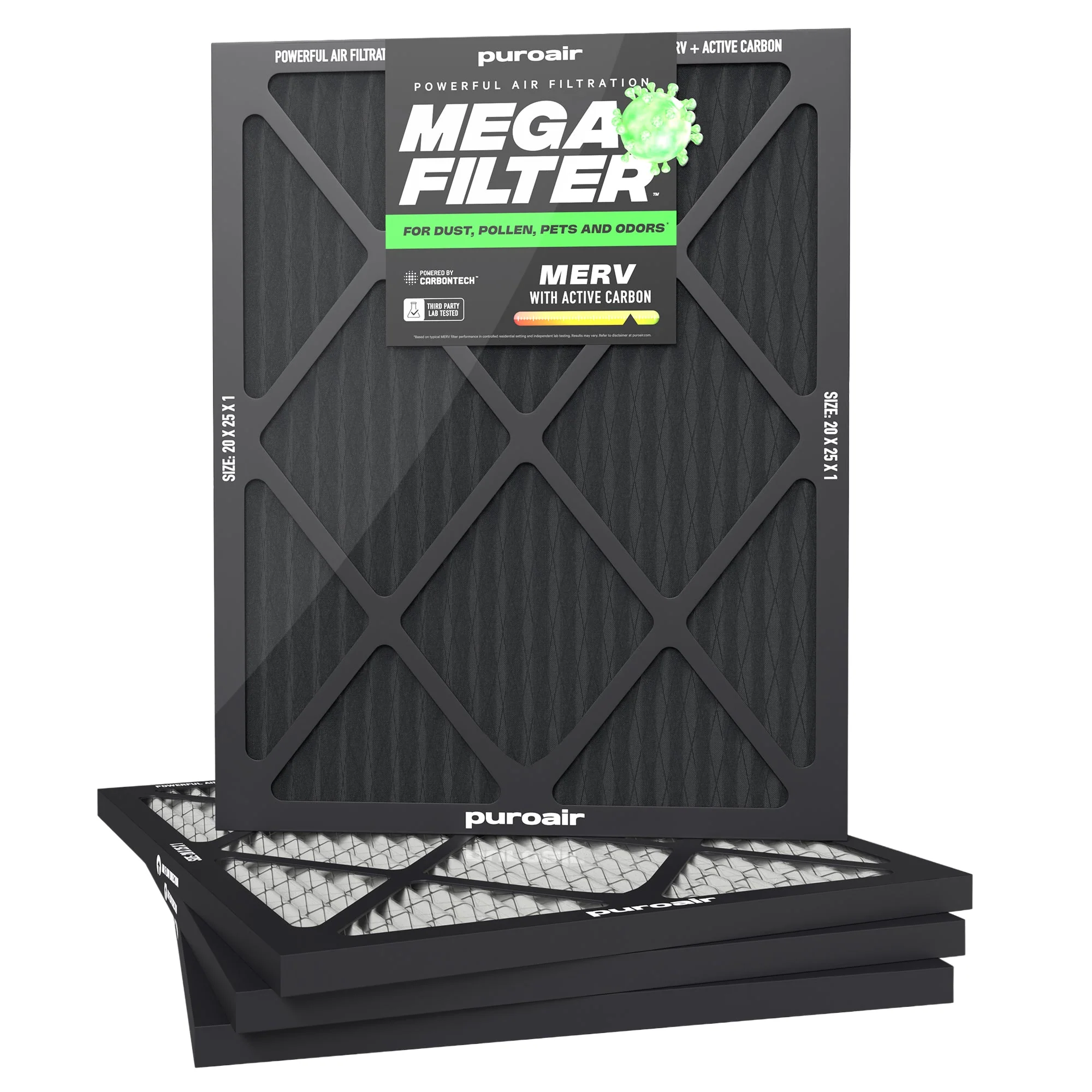 PuroAir HVAC Mega Filter MERV 13 Pleated Plus Activated Carbon Air Filter - Image 15