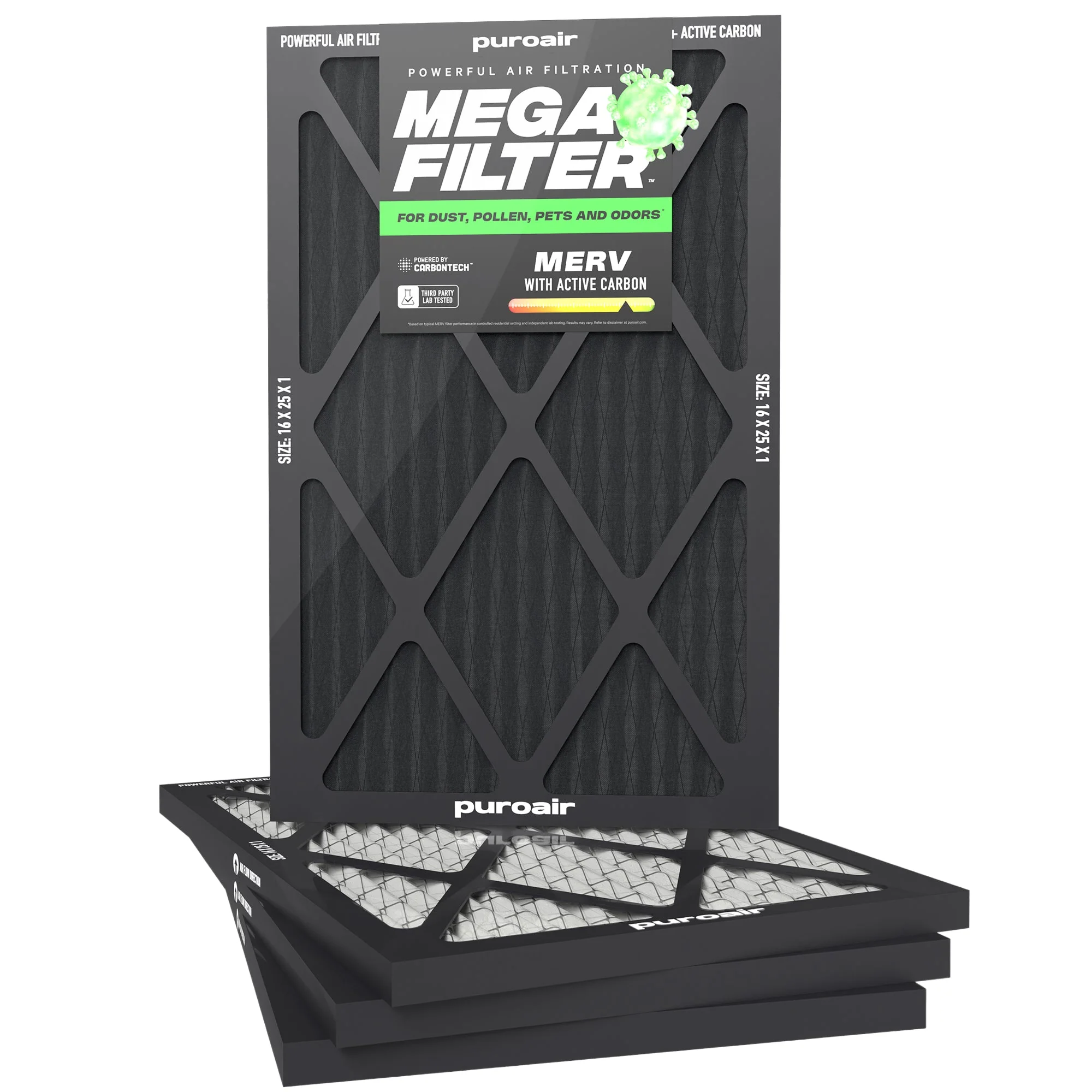 PuroAir HVAC Mega Filter MERV 13 Pleated Plus Activated Carbon Air Filter - Image 16