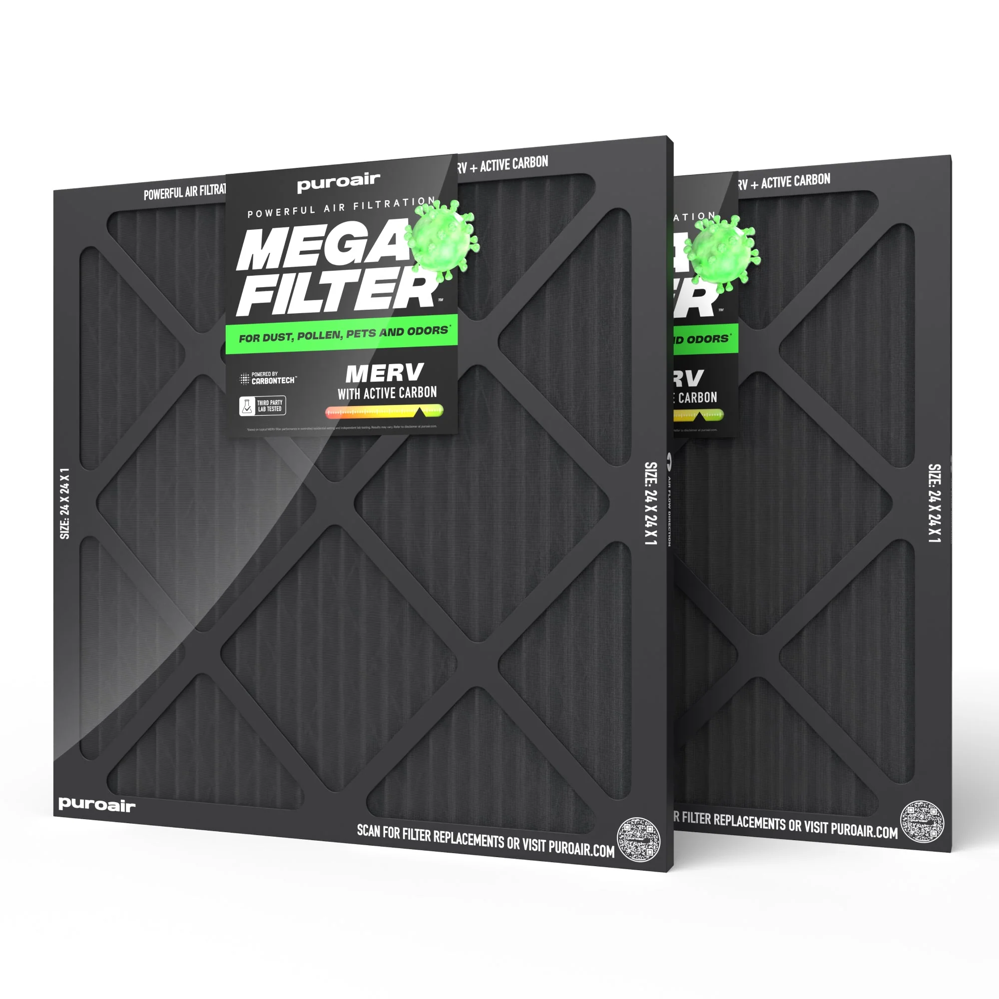 PuroAir HVAC Mega Filter MERV 13 Pleated Plus Activated Carbon Air Filter - Image 17