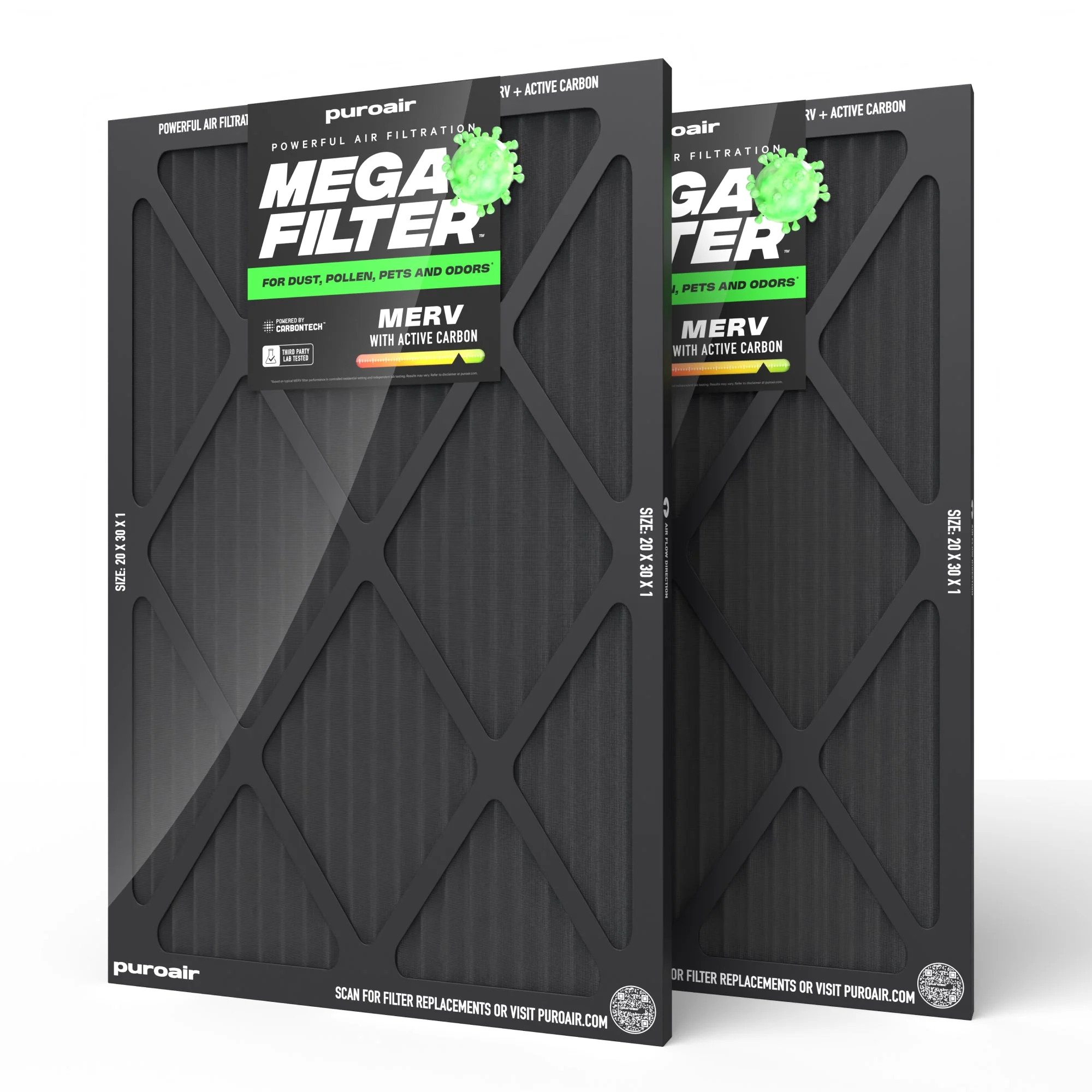 PuroAir HVAC Mega Filter MERV 13 Pleated Plus Activated Carbon Air Filter - Image 18