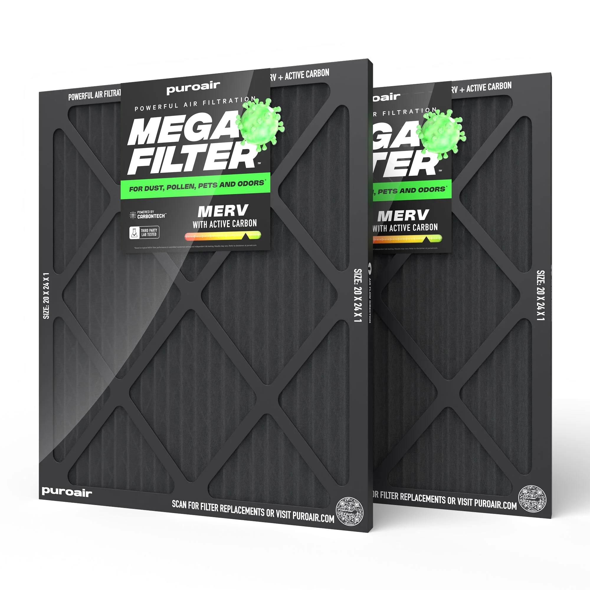 PuroAir HVAC Mega Filter MERV 13 Pleated Plus Activated Carbon Air Filter - Image 19