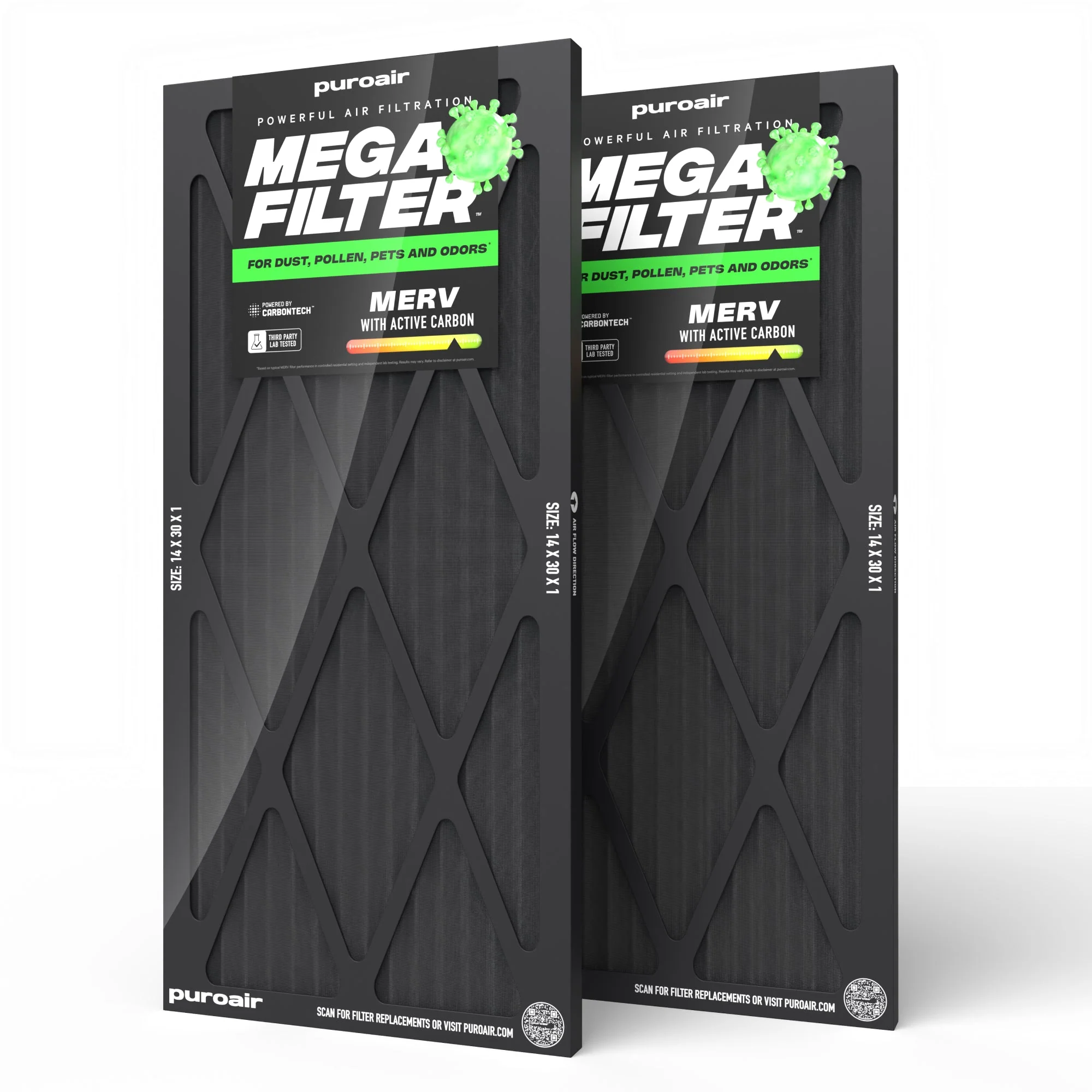 PuroAir HVAC Mega Filter MERV 13 Pleated Plus Activated Carbon Air Filter - Image 21