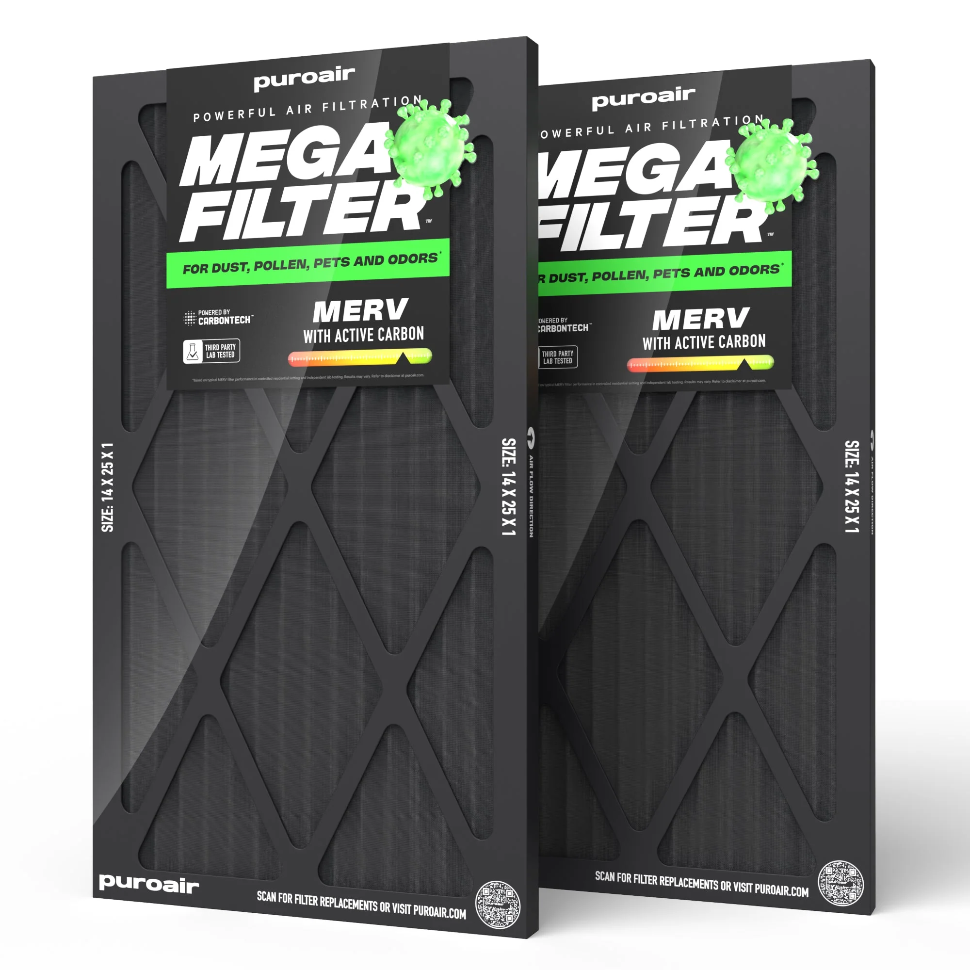 PuroAir HVAC Mega Filter MERV 13 Pleated Plus Activated Carbon Air Filter - Image 22