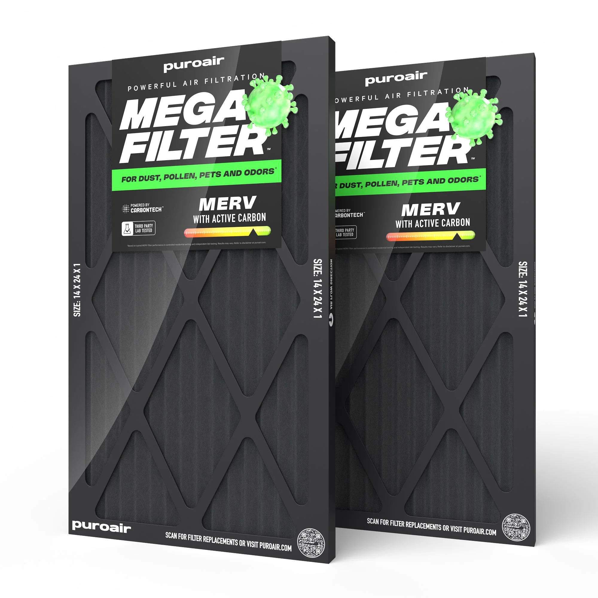 PuroAir HVAC Mega Filter MERV 13 Pleated Plus Activated Carbon Air Filter - Image 23