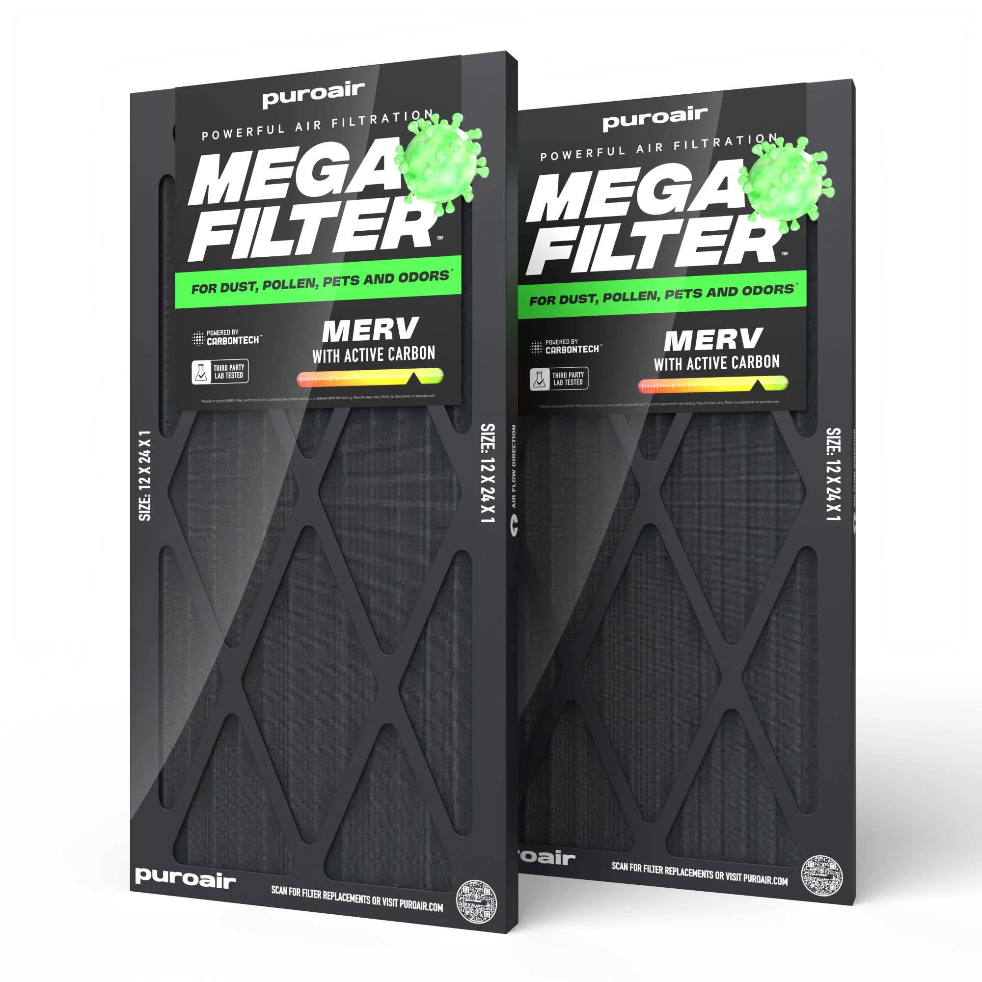 PuroAir HVAC Mega Filter MERV 13 Pleated Plus Activated Carbon Air Filter - Image 24
