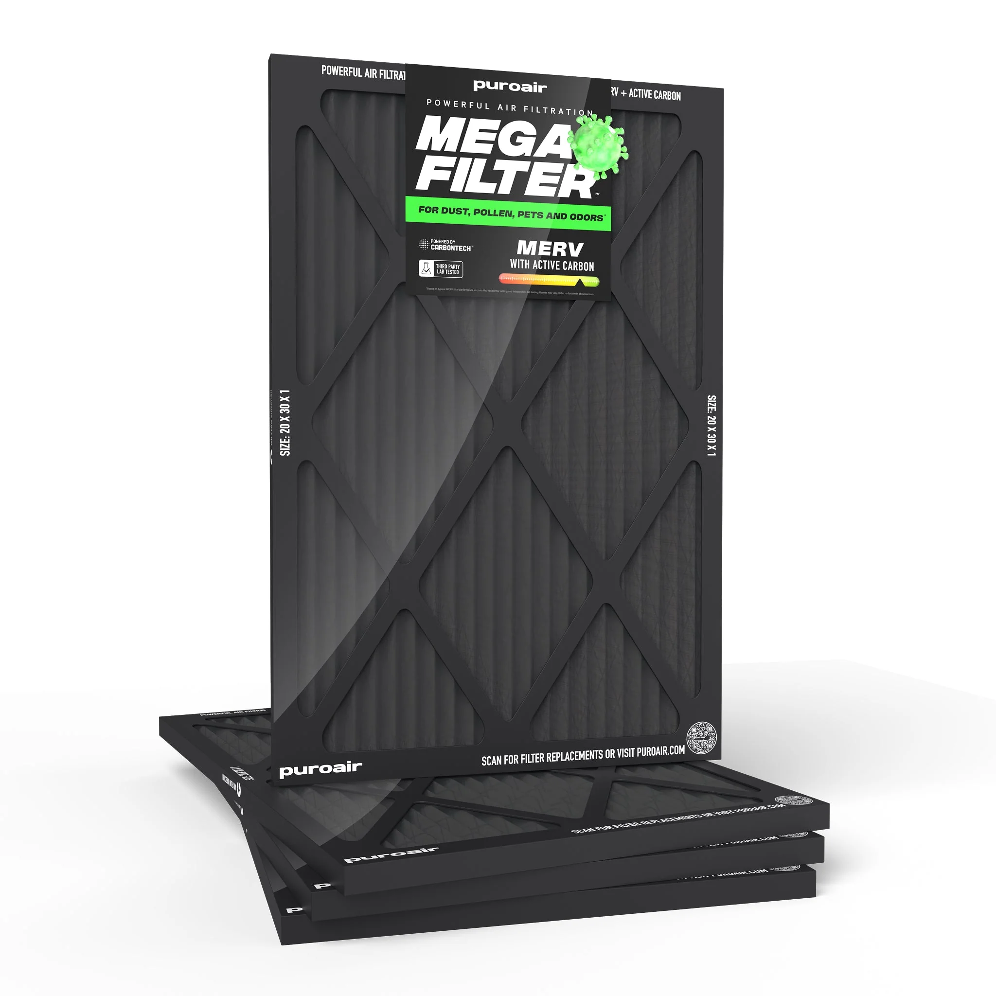 PuroAir HVAC Mega Filter MERV 13 Pleated Plus Activated Carbon Air Filter - Image 26