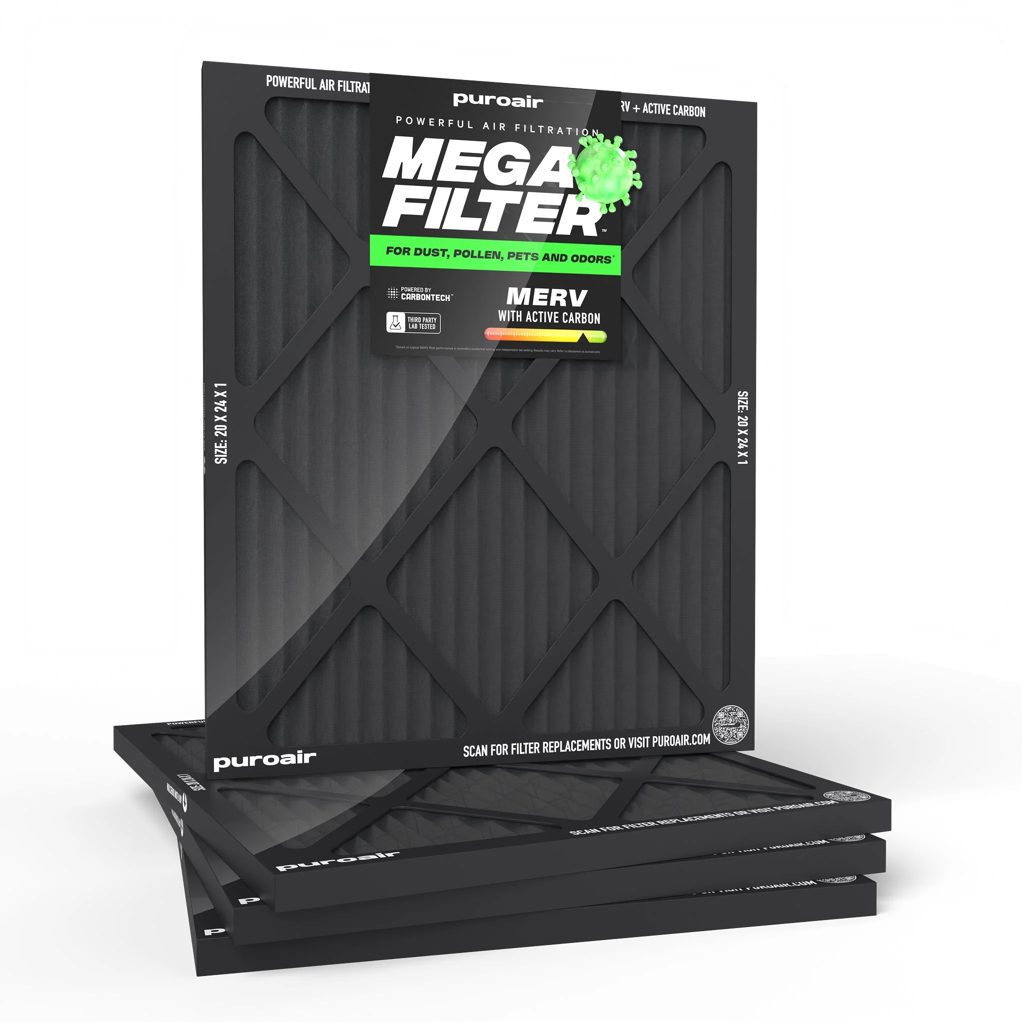 PuroAir HVAC Mega Filter MERV 13 Pleated Plus Activated Carbon Air Filter - Image 27