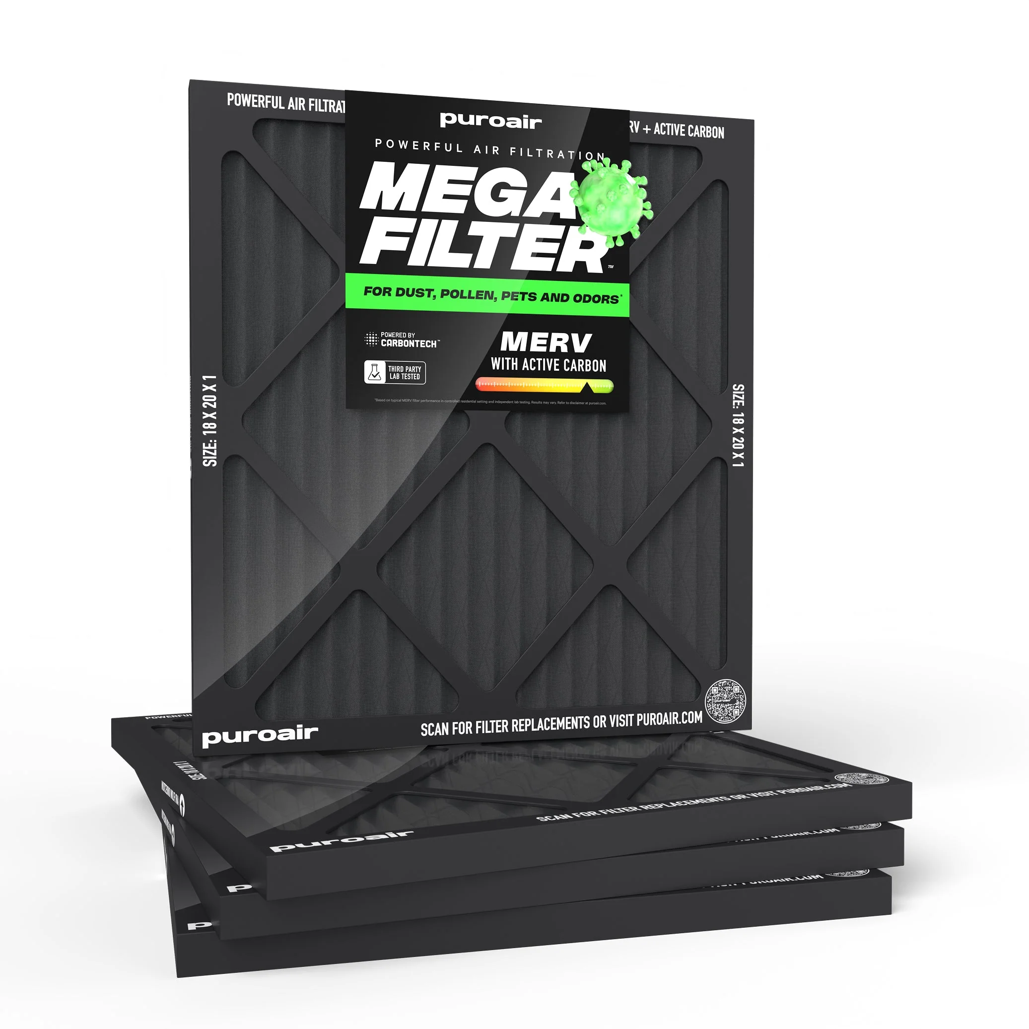 PuroAir HVAC Mega Filter MERV 13 Pleated Plus Activated Carbon Air Filter - Image 28