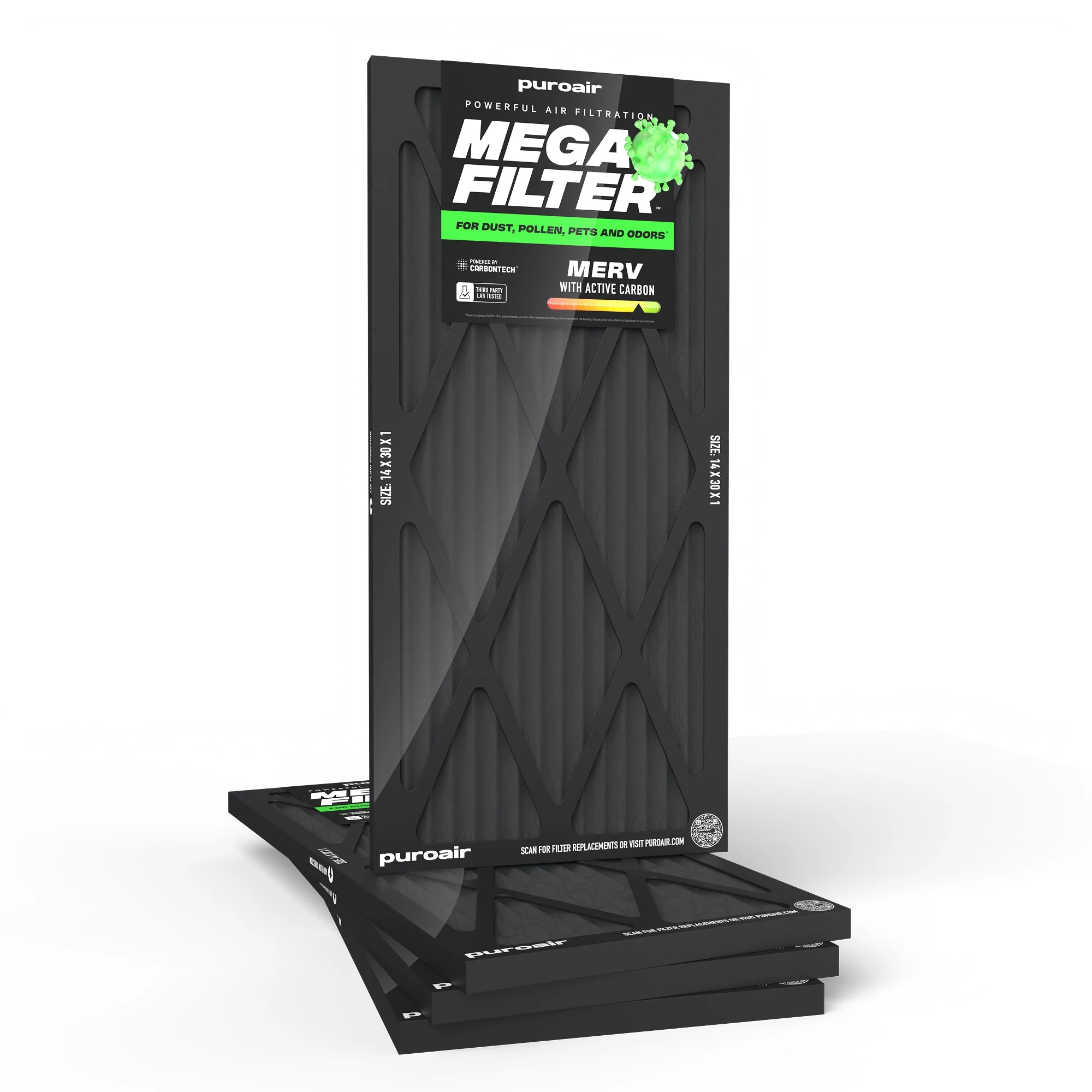 PuroAir HVAC Mega Filter MERV 13 Pleated Plus Activated Carbon Air Filter - Image 29