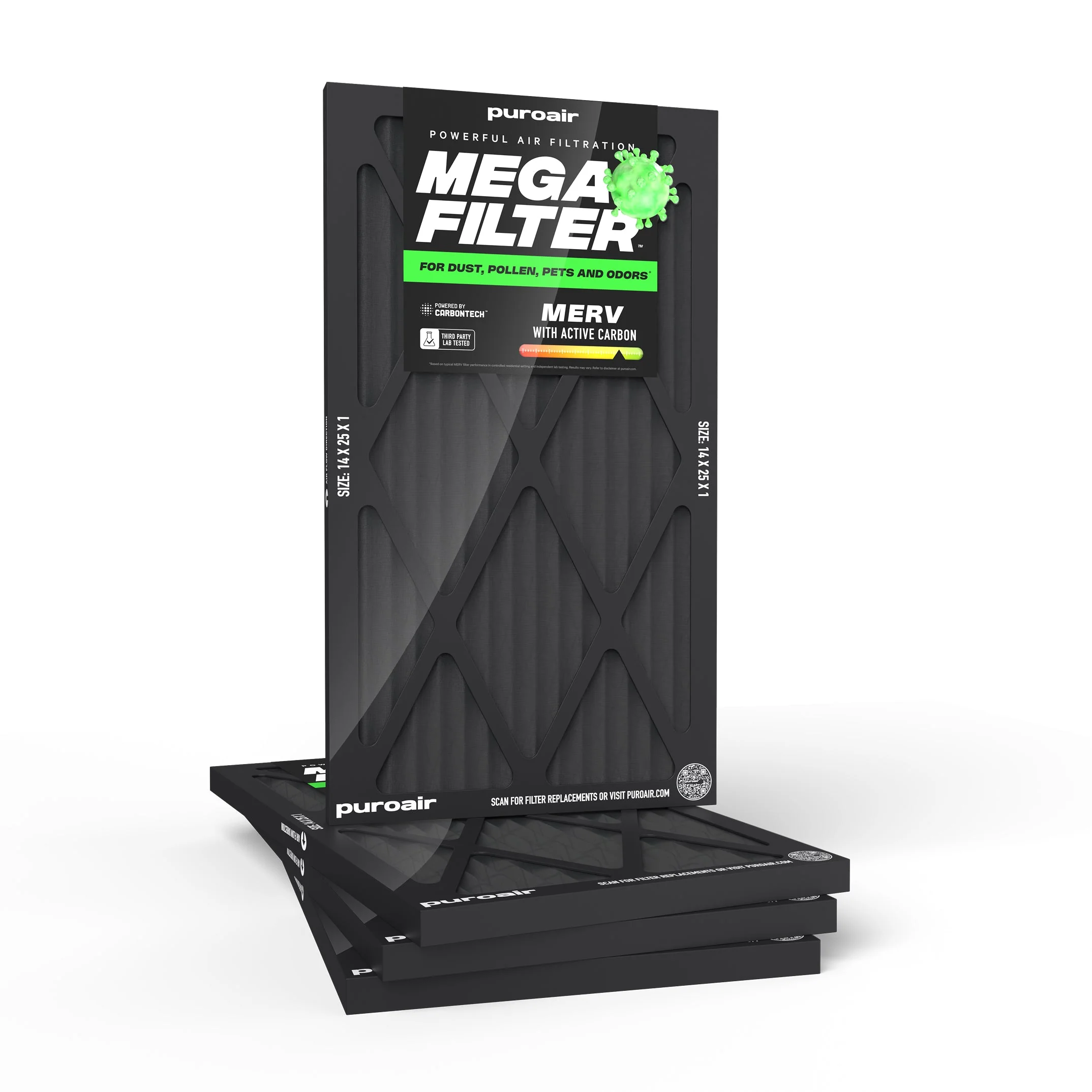 PuroAir HVAC Mega Filter MERV 13 Pleated Plus Activated Carbon Air Filter - Image 30