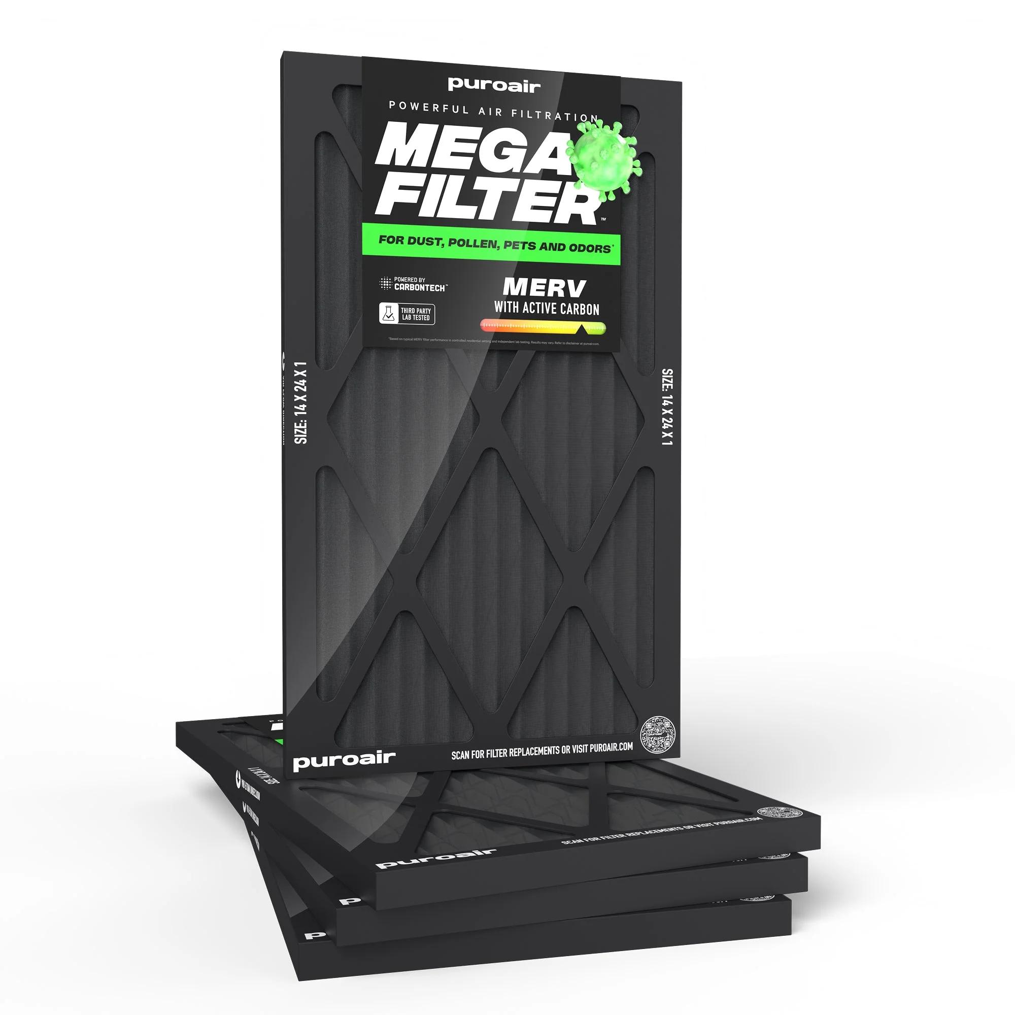 PuroAir HVAC Mega Filter MERV 13 Pleated Plus Activated Carbon Air Filter - Image 31