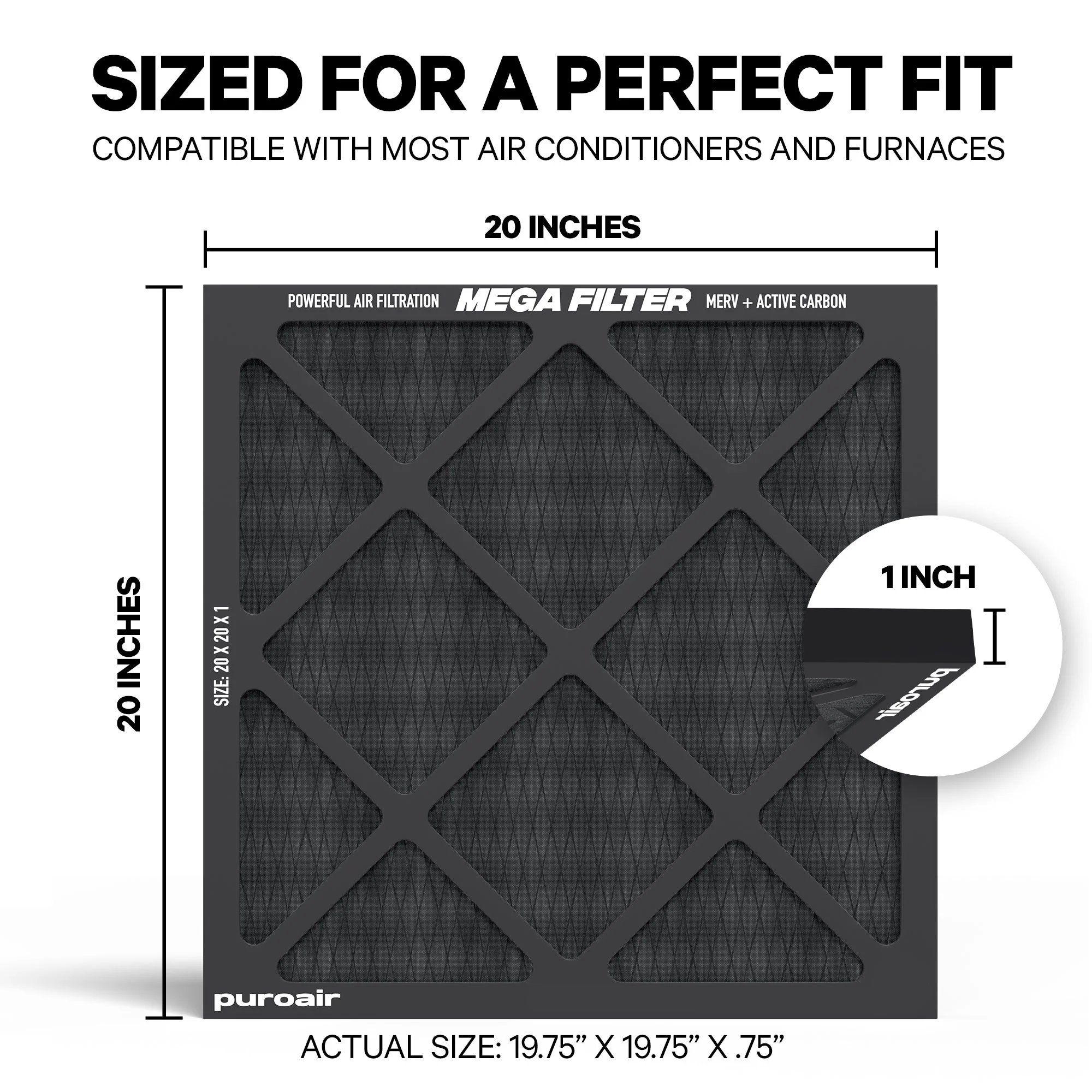 PuroAir HVAC Mega Filter MERV 13 Pleated Plus Activated Carbon Air Filter - Image 7