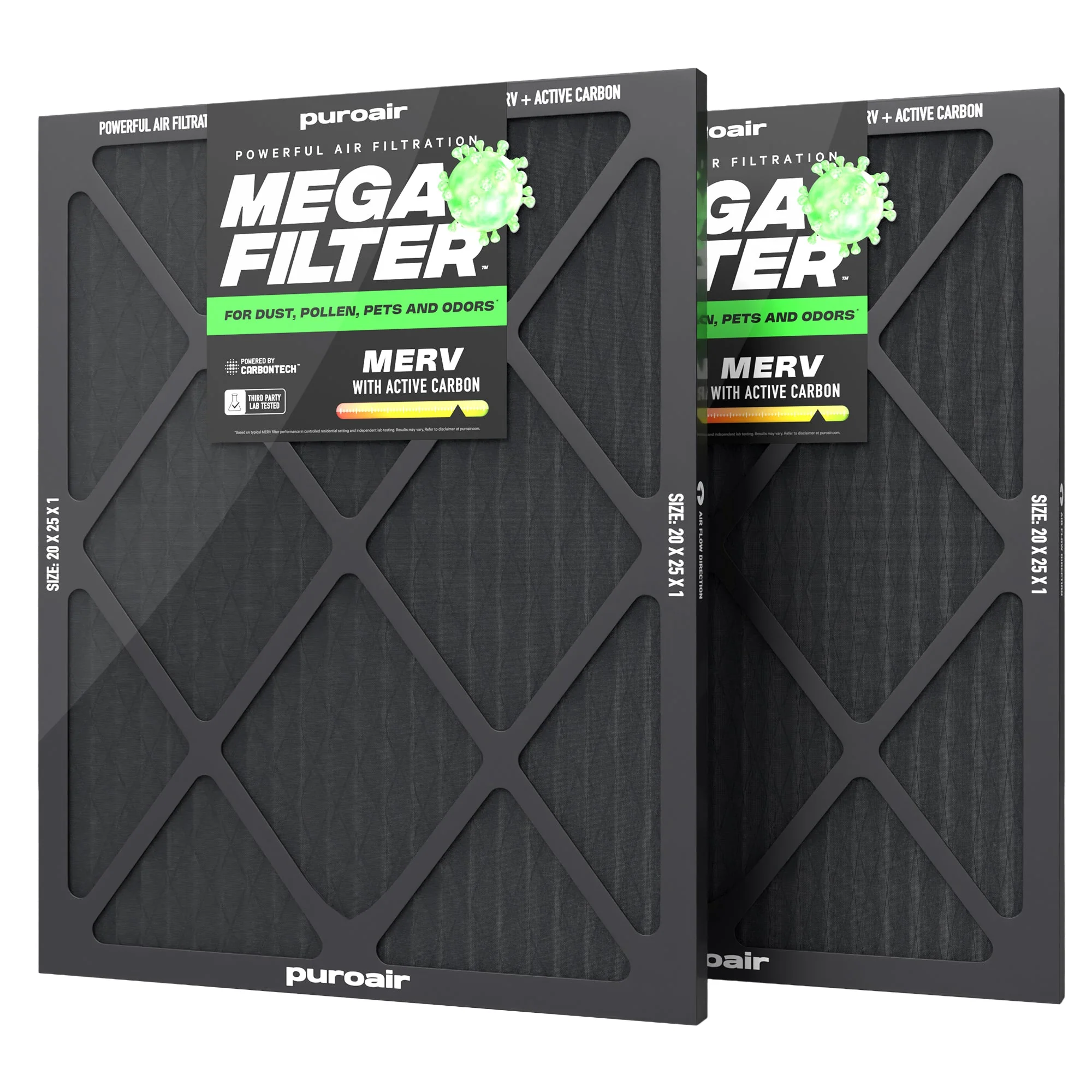 PuroAir HVAC Mega Filter MERV 13 Pleated Plus Activated Carbon Air Filter - Image 9